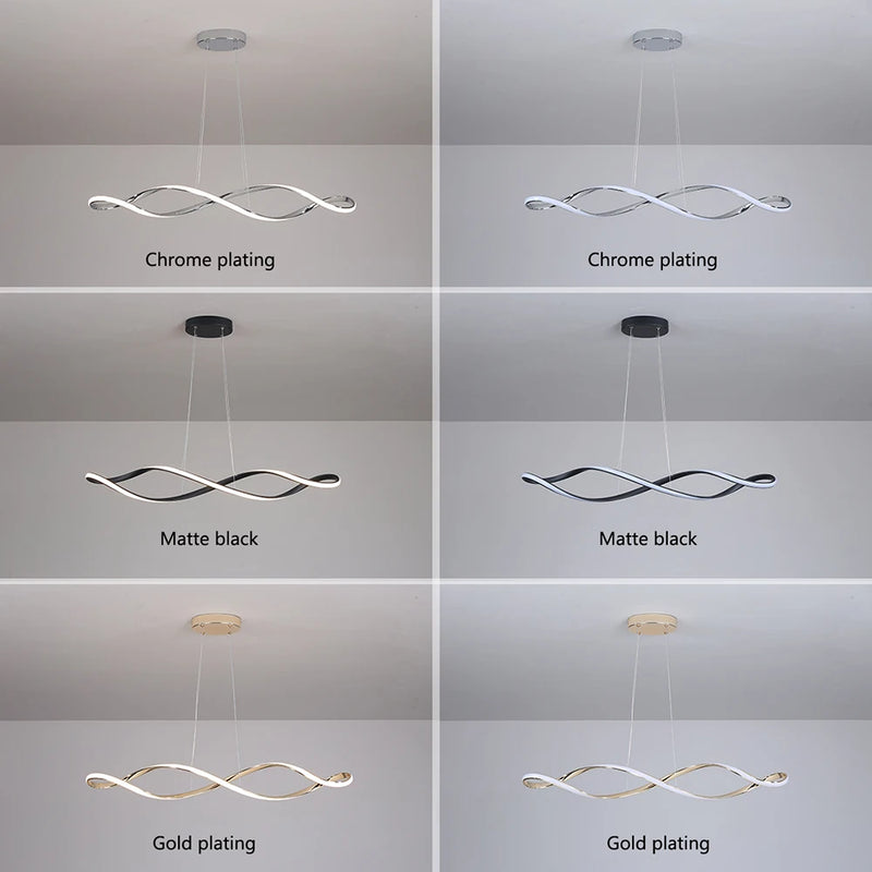 Suspension Suspension LED Lustres LED modernes pour salle à manger salon chambre L92cm Or / Chrome / Noir Télécommande / Contrôle APP
