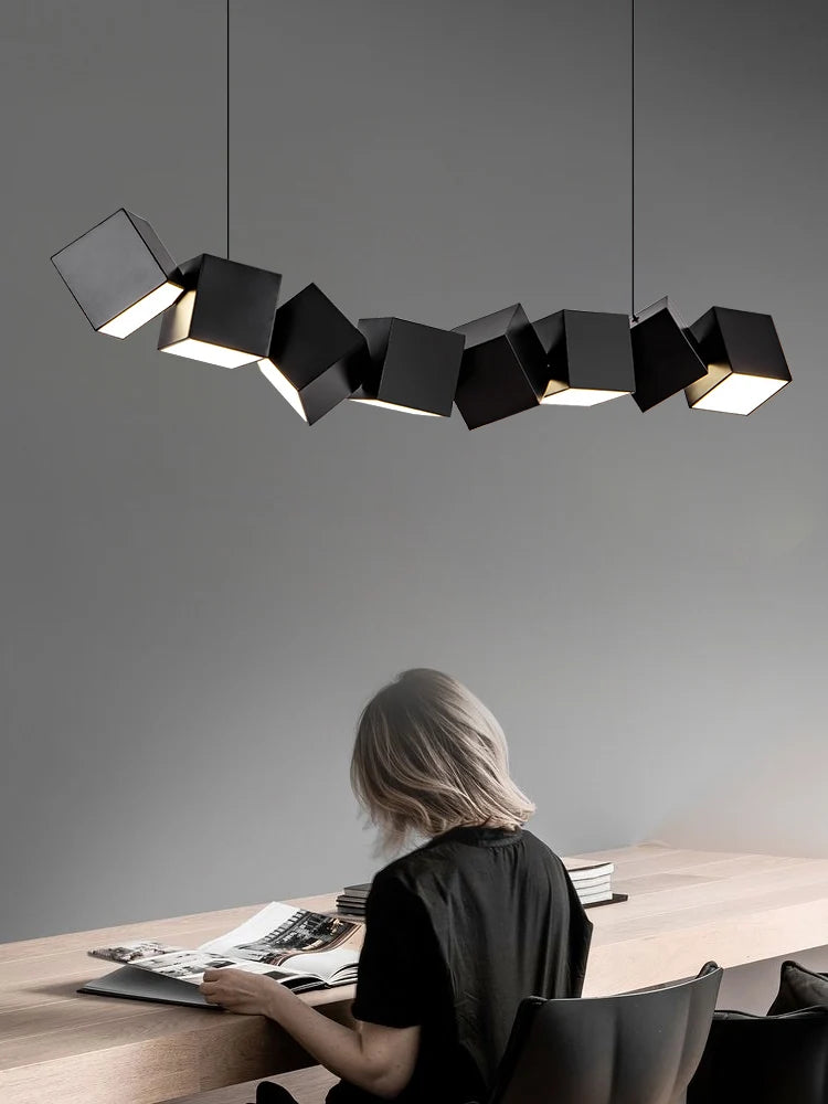 lustre moderne simple nordique luxe longue barre suspension lampe