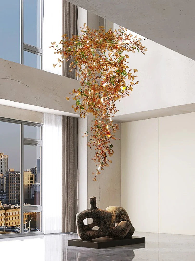 suspension moderne en ginkgo en verre personnalisée pour un éclairage élégant - vue 3 sur 16