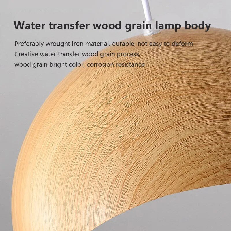 Lustre fer grain bois nordique LED salle manger bureau chevet