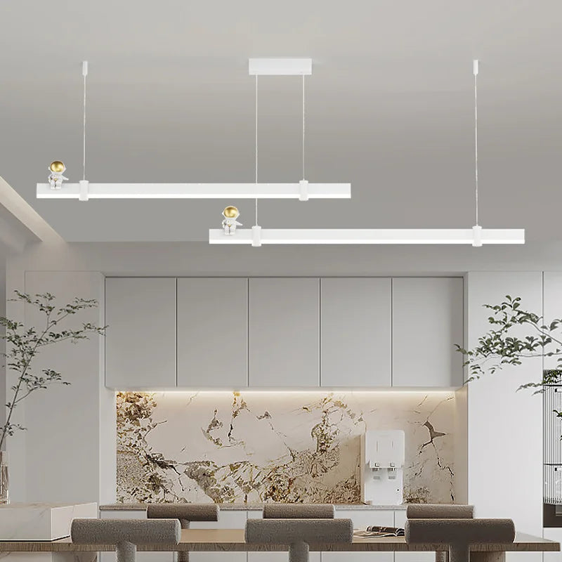suspension led minimaliste moderne en acier brossé noir - vue 6 sur 12