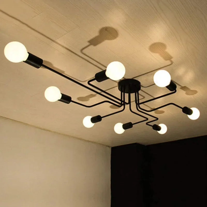 Lustre en fer forgé à tiges multiples - vue 4 sur 10