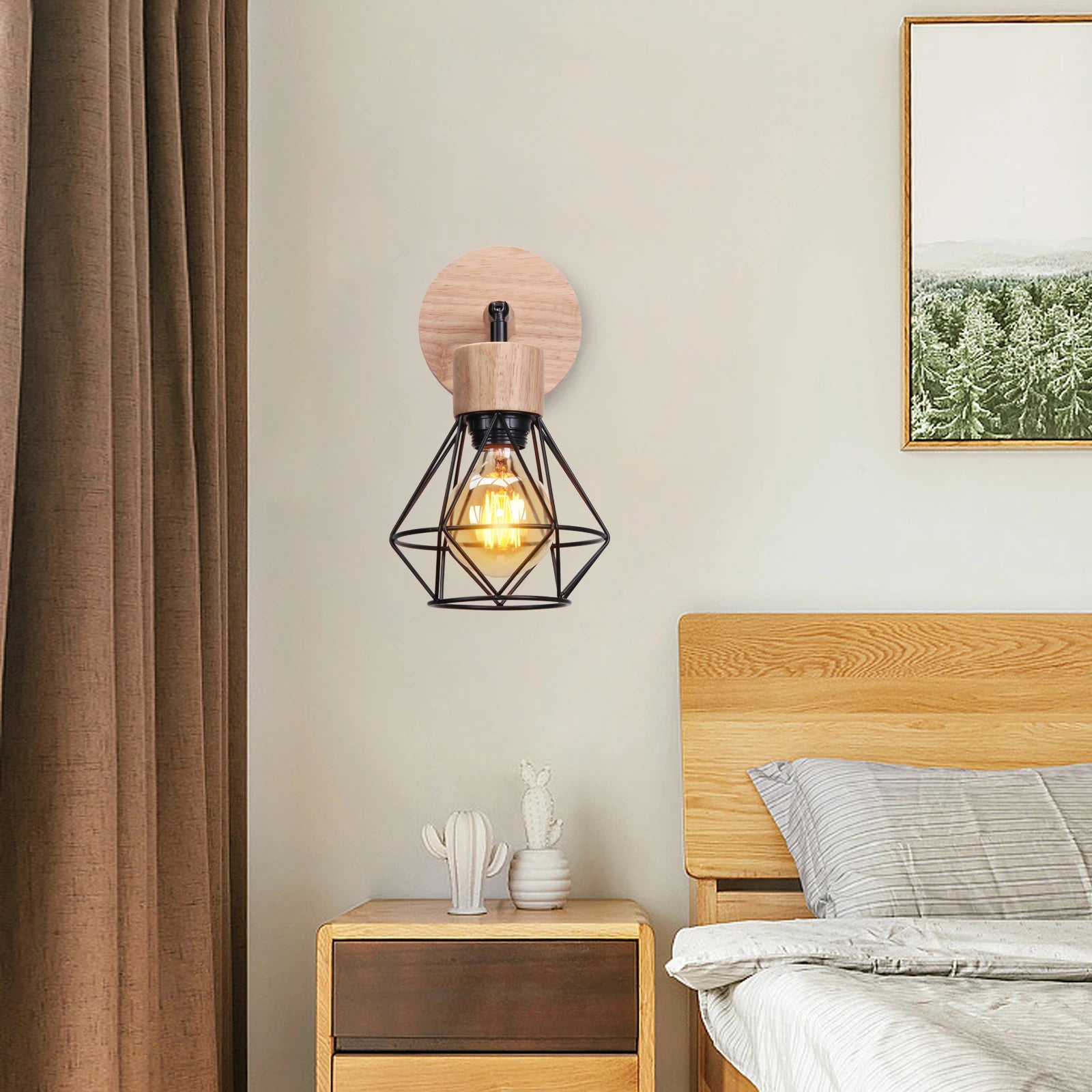 applique murale en bois style loft vintage éclairage intérieur moderne - vue 10 sur 14