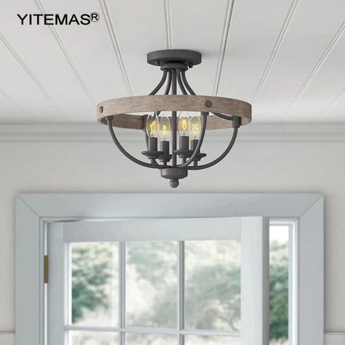Petit lustre de plafond semi-encastré