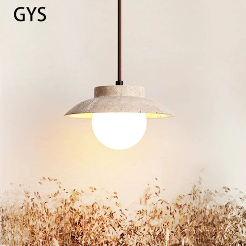 Suspension LED style nordique en pierre pour décoration maison - vue 2 sur 6