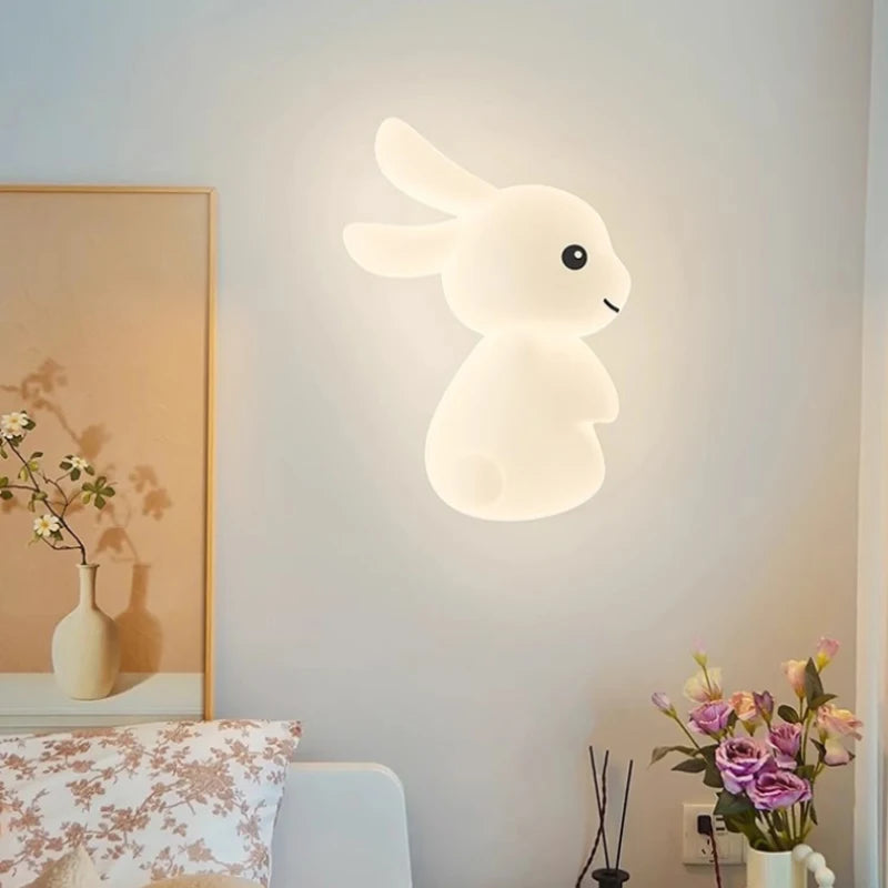 Applique murale de lapin mignon LED lampe de chambre d'enfant moderne Simple chaud chambre de bébé pépinière petite fille garçon chambre chevet appliques murales