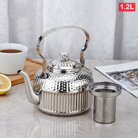 Théière inox motif martelé avec filtre intégré 18l