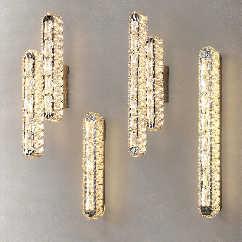 applique murale led en cristal clair montage en surface morden