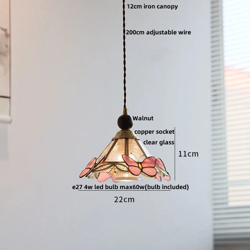 suspension en verre coloré avec fil de bois réglable moderne - vue 14 sur 25