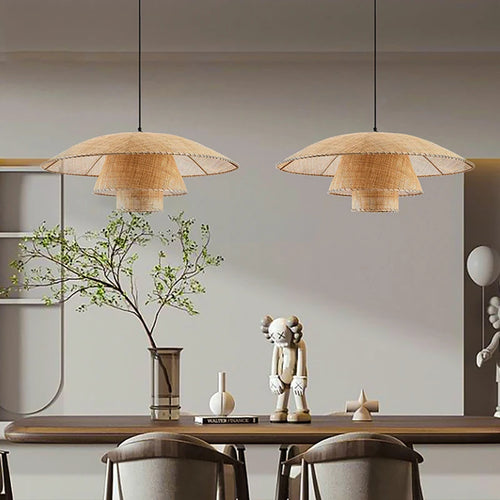 Suspension en rotin Vintage de Style japonais - vue 3 sur 10
