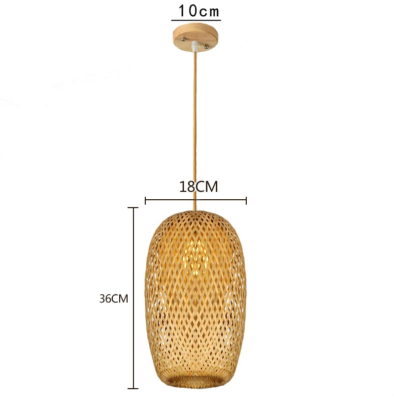lampes suspendues style chinois tricotées à la main en bambou - vue 13 sur 16