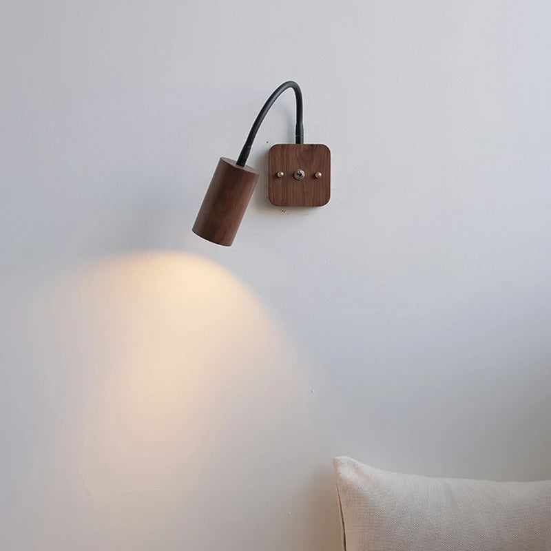 applique murale en bois de noyer avec interrupteur éclairage d'intérieur rotatif