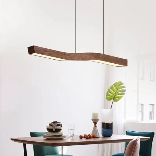 lampe suspendue imitation bois et métal intensité et fil réglables minimaliste - vue 2 sur 8
