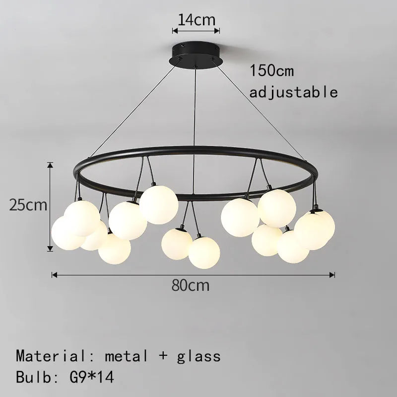 lustre moderne en verre éclairage suspendu réglable design élégant - vue 7 sur 10