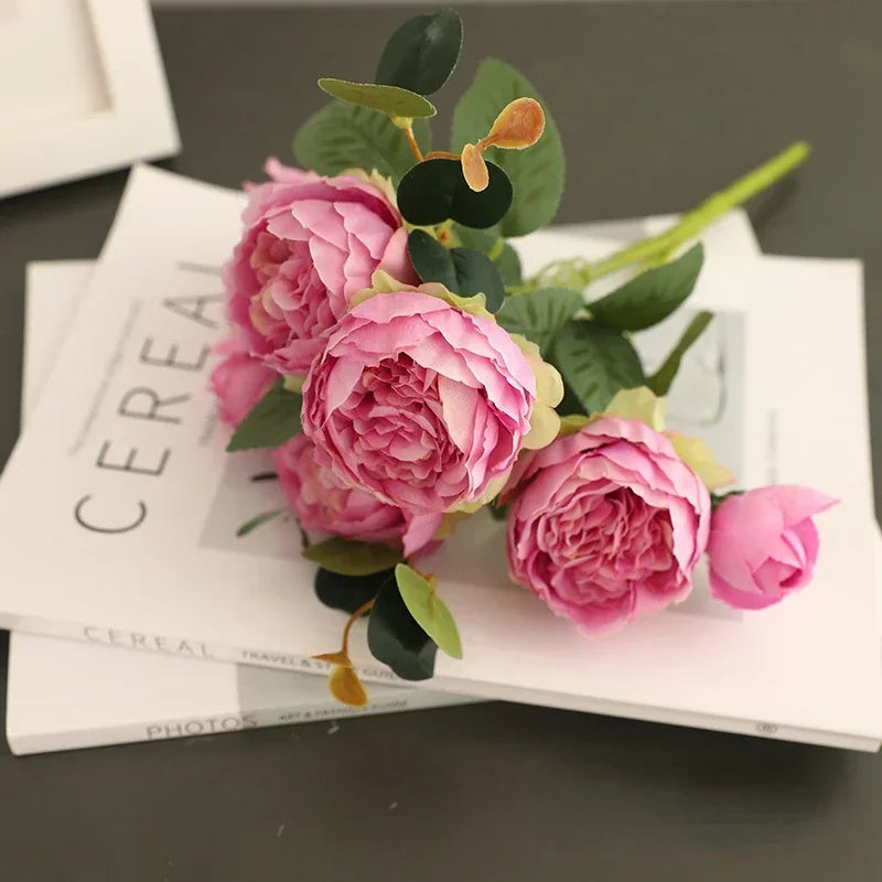 bouquet de pivoines vintage en soie décoration festive pour toutes occasions