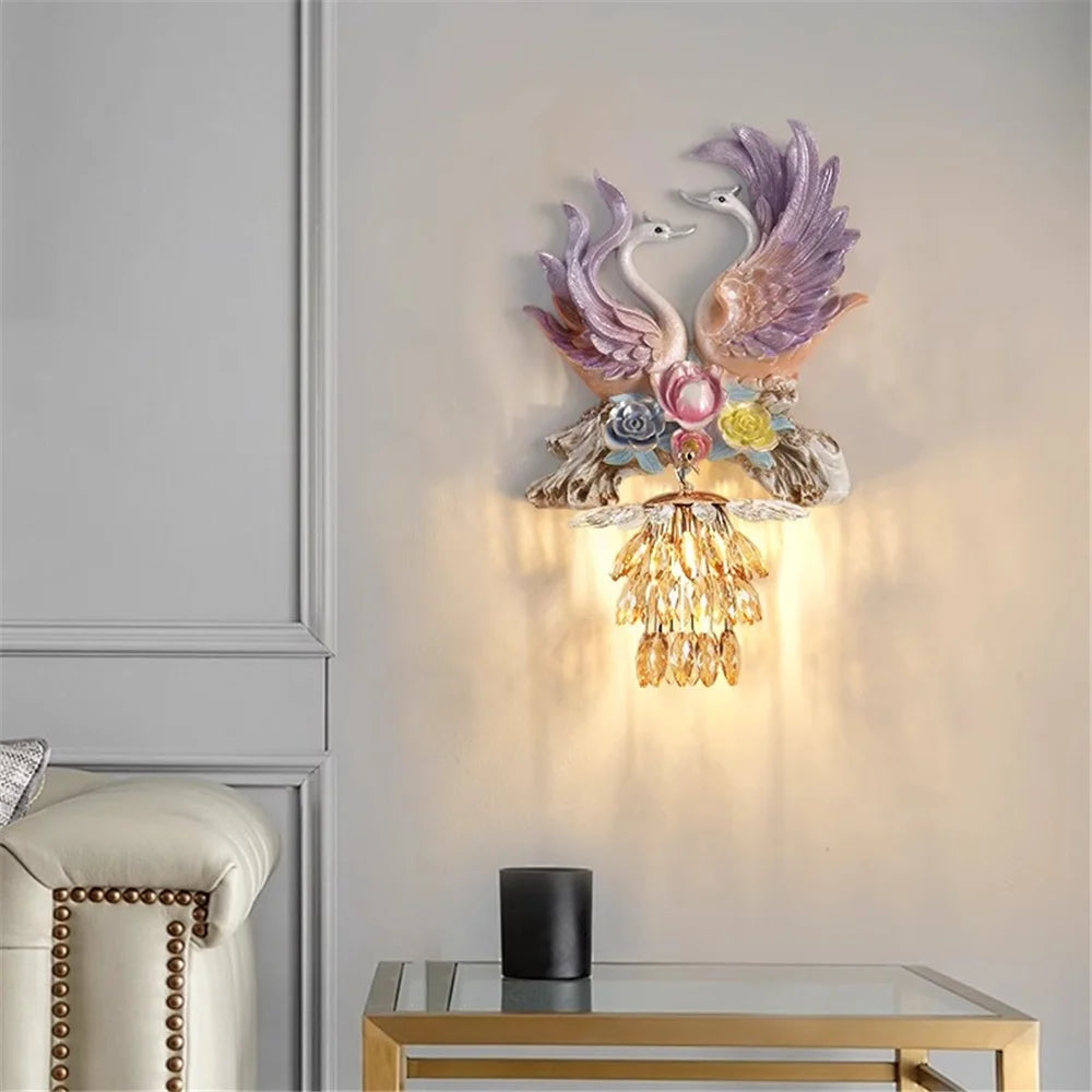 applique murale led en résine cygne décoration créative et moderne - vue 3 sur 10