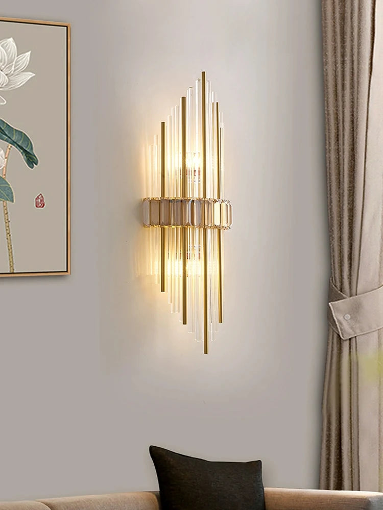applique murale moderne en acier inoxydable et cristal décoratif