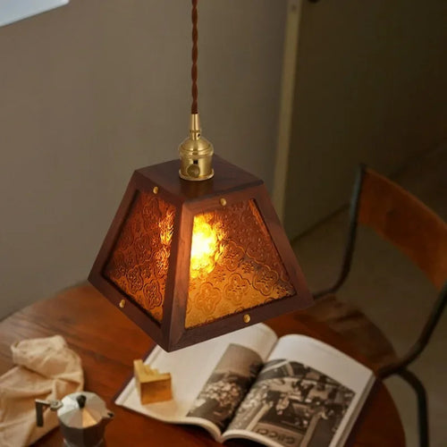 suspension vintage haitang en bois massif et verre shanghai - vue 4 sur 9
