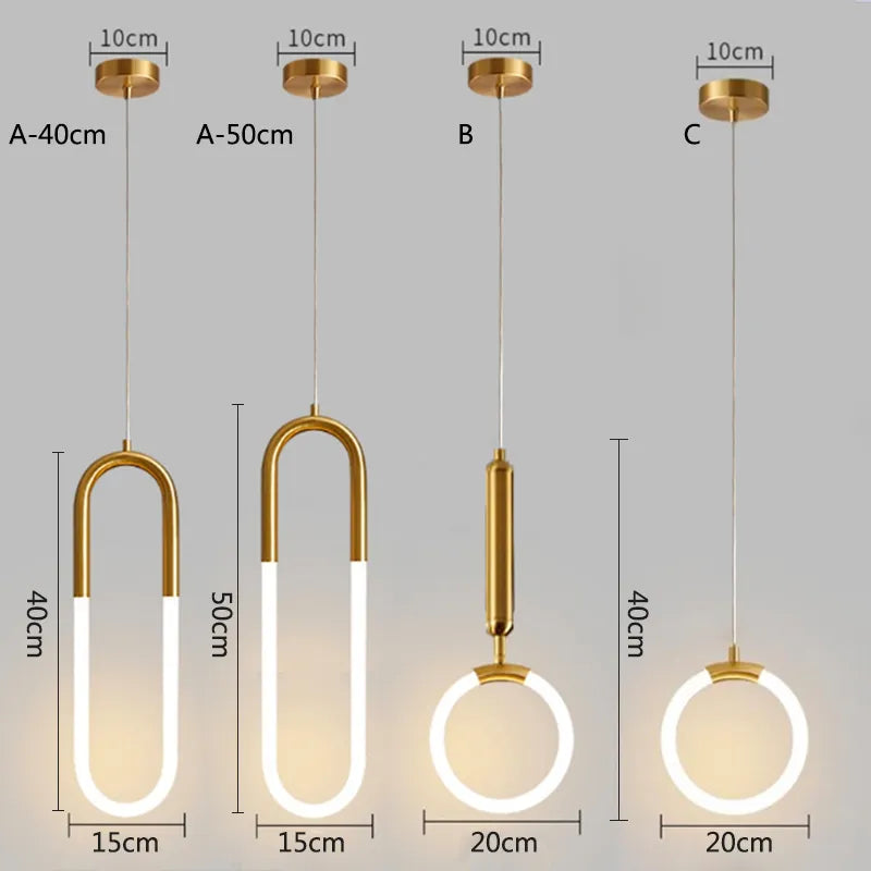 Suspension Anneau suspendu en or LED