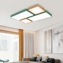plafonnier nordique encastré rectangle led bois macaron
