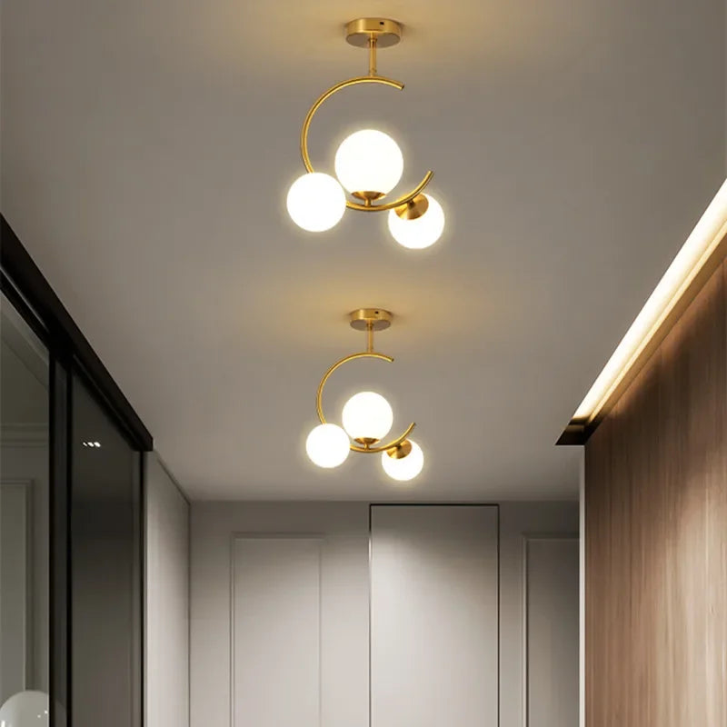 220V 110V Small Chandelier Nordic Round Pendant Light Gold Glass Ball Light for Living Room Dinning Room Kitchen Bedroom - vue 4 sur 16