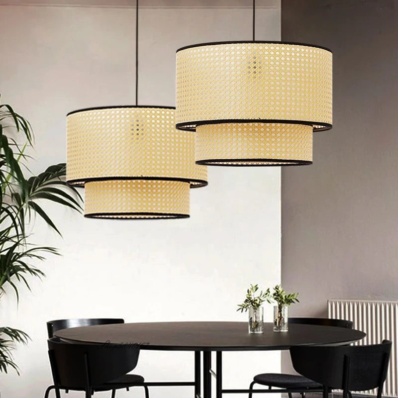 suspension rotin artisanale style japonais pour café restaurant