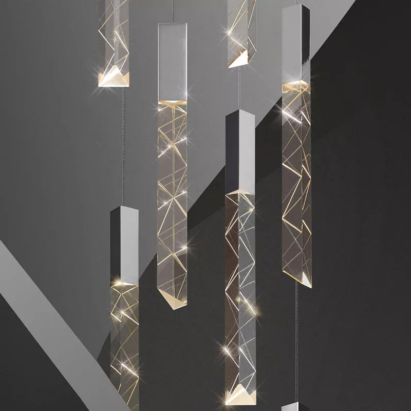 cristal k9 chrome loft lustre suspendu - vue 2 sur 15