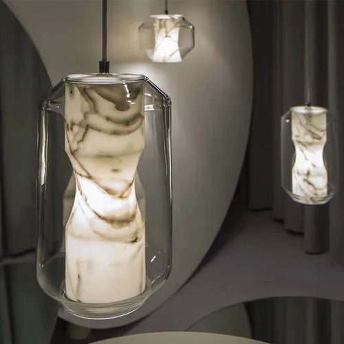 lustre en verre naturel design nordique pour décoration intérieure - vue 4 sur 8
