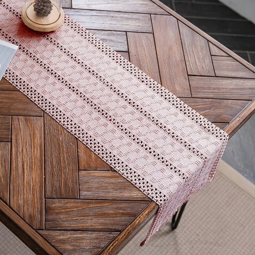 Chemin de table brodé style français franges déco