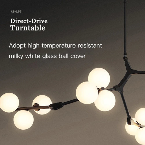 lustre nordique moderne led avec boules de verre - vue 10 sur 12