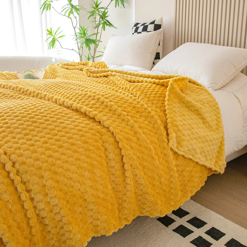 Plaid carreaux doux en velours pour canapé lit - vue 7 sur 7