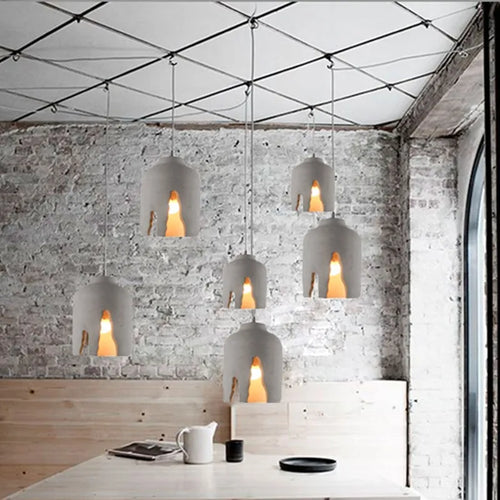 suspension rétro style loft lampe led en ciment pour restaurant et bar - vue 5 sur 8