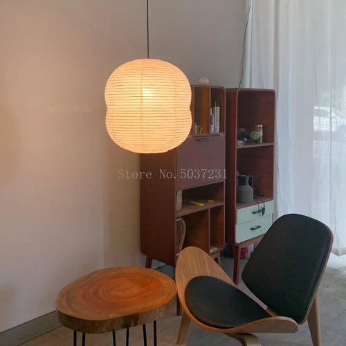 Suspension japonaise fait main en papier villa loft - vue 3 sur 5