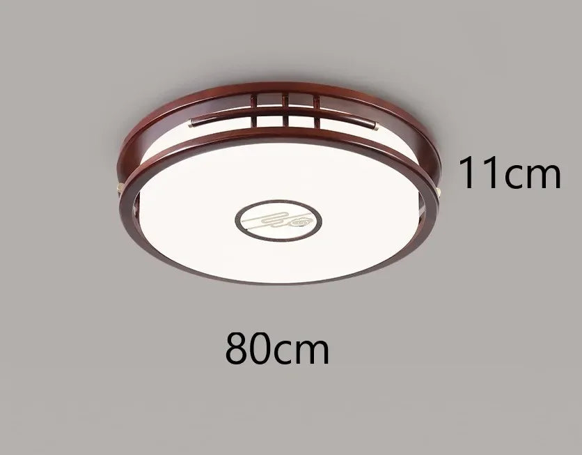 plafonnier moderne en bois massif style chinois avec lampe LED - vue 10 sur 10