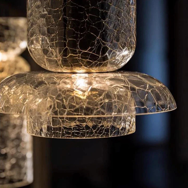 lustre en verre craquelé design rétro pour intérieur moderne - vue 6 sur 11