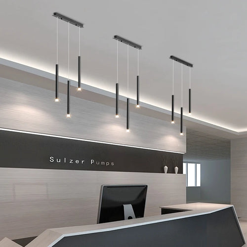 suspension moderne à led en fer noir créative à 8 têtes - vue 5 sur 9