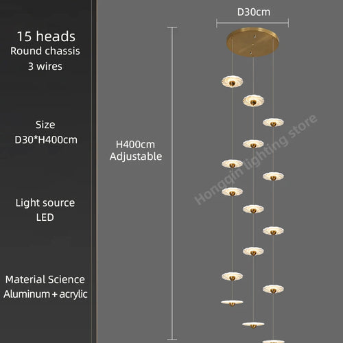 lustre moderne à led pour éclairage intérieur élégant - vue 10 sur 26
