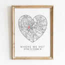 carte de ville personnalisée pour cadeau de saint-valentin