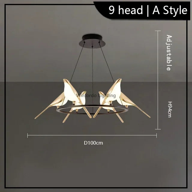 lustre led 	 art oiseau loft originalité décoration - vue 9 sur 18