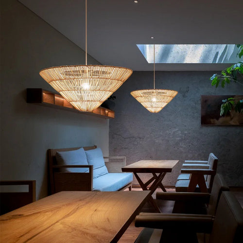 suspension en rotin style nordique fait main design wabi sabi - vue 3 sur 10