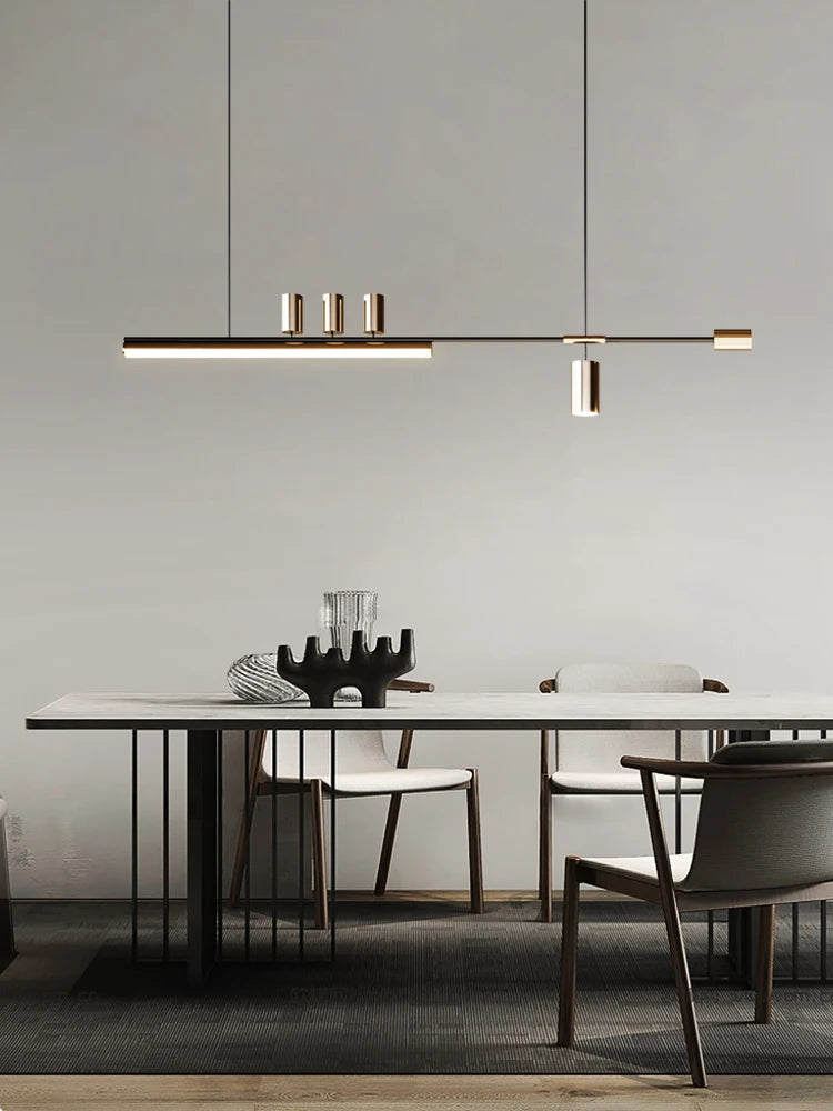2024 Modern minimalist dining room chandelier high level slotted bar counter kitchen interior decorative lighting - vue 3 sur 11