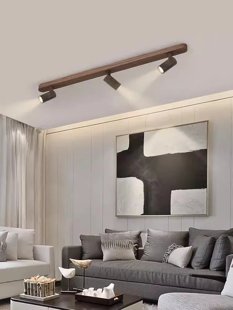 lustre led moderne design imitation bois pour intérieur - vue 3 sur 16