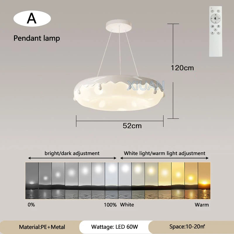52cm Donuts Pendant Lamp With Remote Control Dimming Children's Room Bubble Ball Chandelier Light Kids Nursery Bedroom Lamp LED - vue 9 sur 12