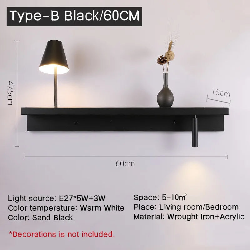 Applique murale de chevet avec étagère 3W - vue 9 sur 14