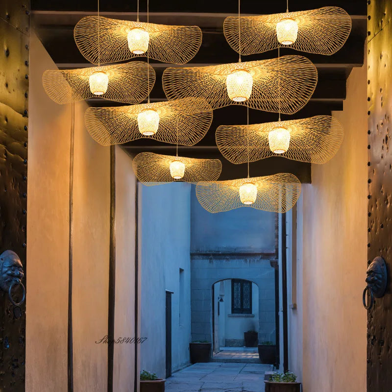 Nouveau Style chinois LED E27 bambou lampes suspendues maison éclairage créatif pour Tatami salle à manger Restaurant Suspension Luminaire