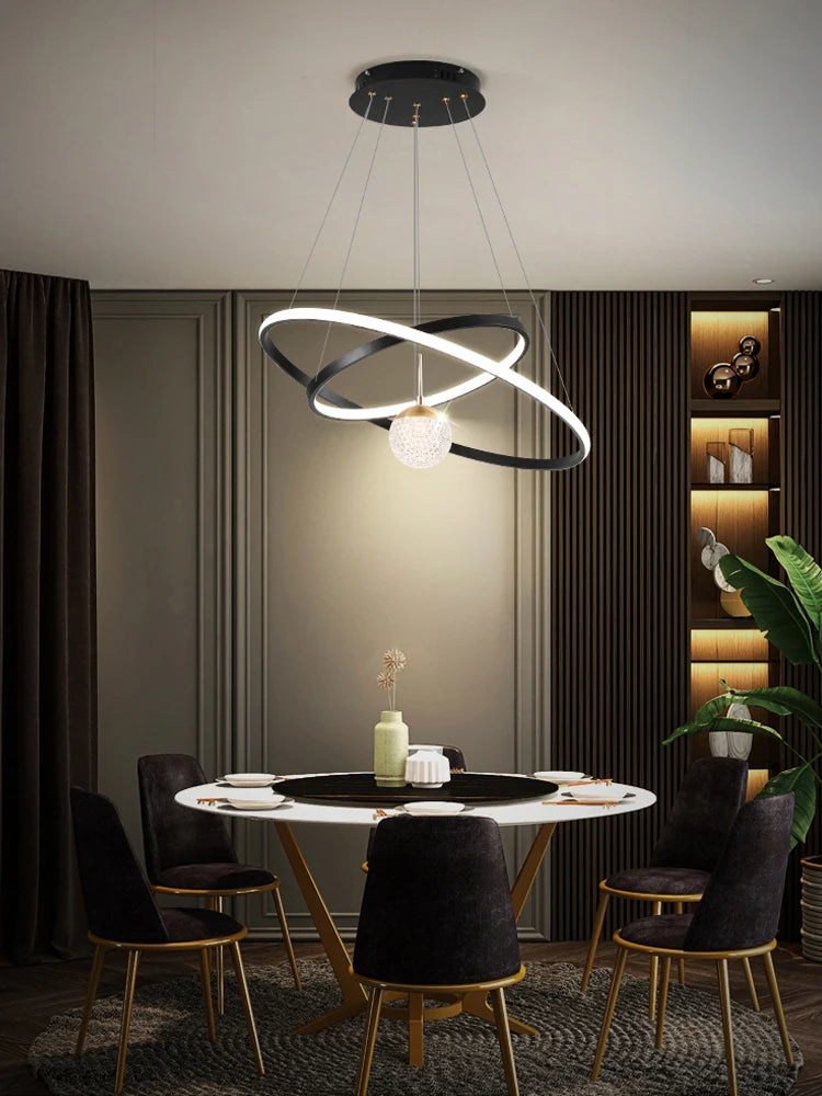lustre rond moderne pour éclairage intérieur décoratif - vue 4 sur 15