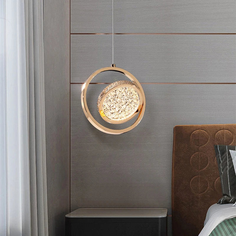 Nordique moderne suspension LED lumière or acrylique lustre créativité suspension lampe intérieur maison loft chambre chevet étude escaliers