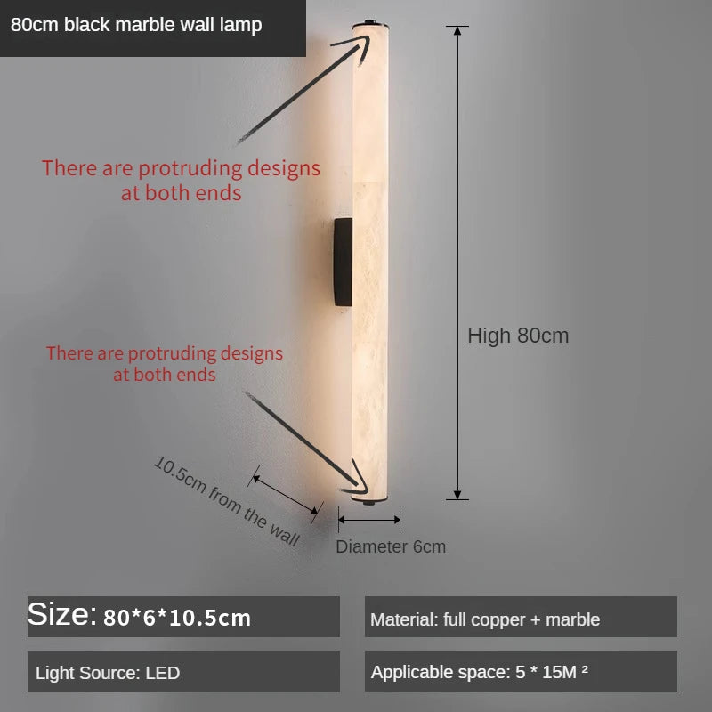 applique murale led en cuivre et marbre moderne luxe éclairage intérieur - vue 12 sur 14