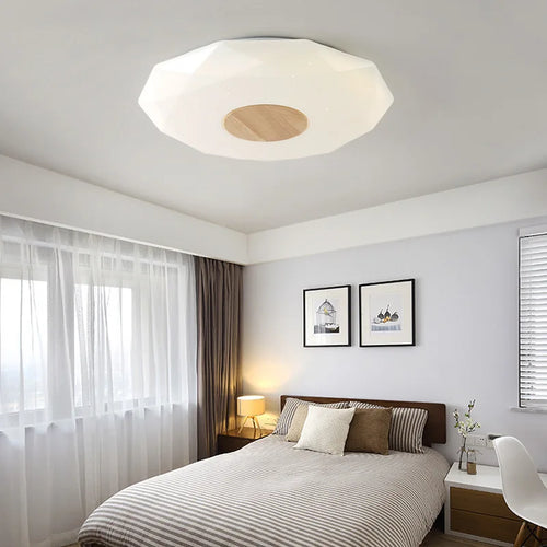 plafonnier led minimaliste en bois massif étoile diamant - vue 2 sur 9