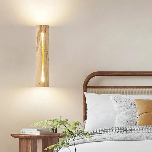 applique murale art déco en pierre naturelle et bois pour ambiance chaleureuse - vue 4 sur 8